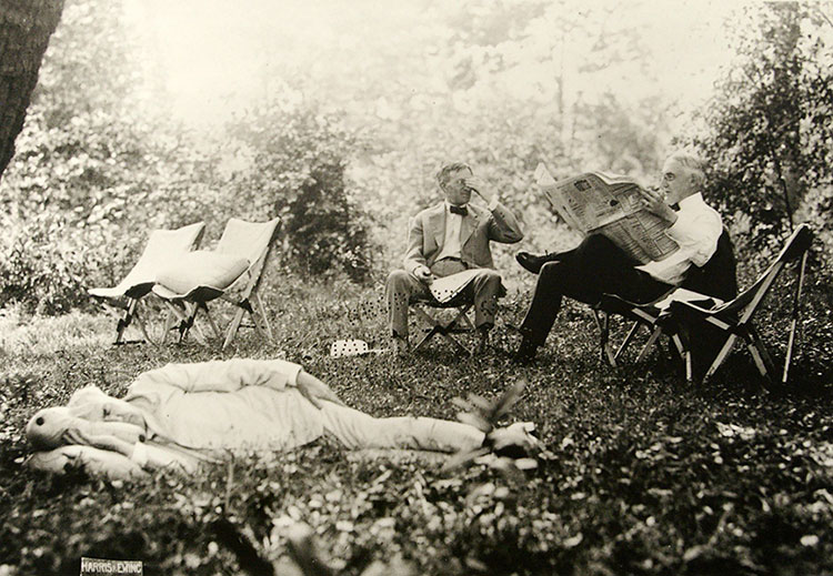 Thomas Edison sleeping in grass